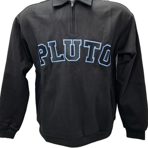 NEW PLUTO GOLF Men’s University Quarter Zip Sweatshirt – Black/Electric Blue